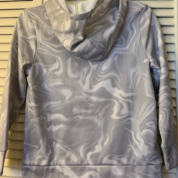 Adidas Kids Swirl Hoodie - Light Gray with Pink Logo - Picture 6 of 6